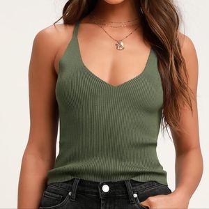 Everyday Adventures Olive Green Ribbed Knit Tank Top